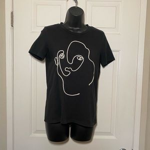 Black Rope Detail Contemporary Women’s Short Sleeve Tee T-Shirt Zara Trafaluc M